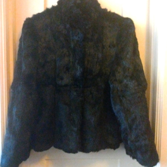 Black Authentic Rabbit Fur Bomber - Picture 2 of 4